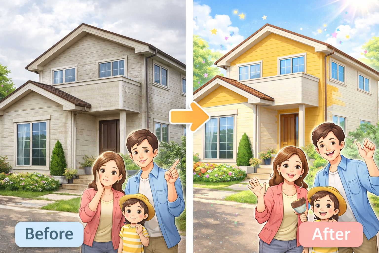 外壁塗装で生まれ変わる我が家